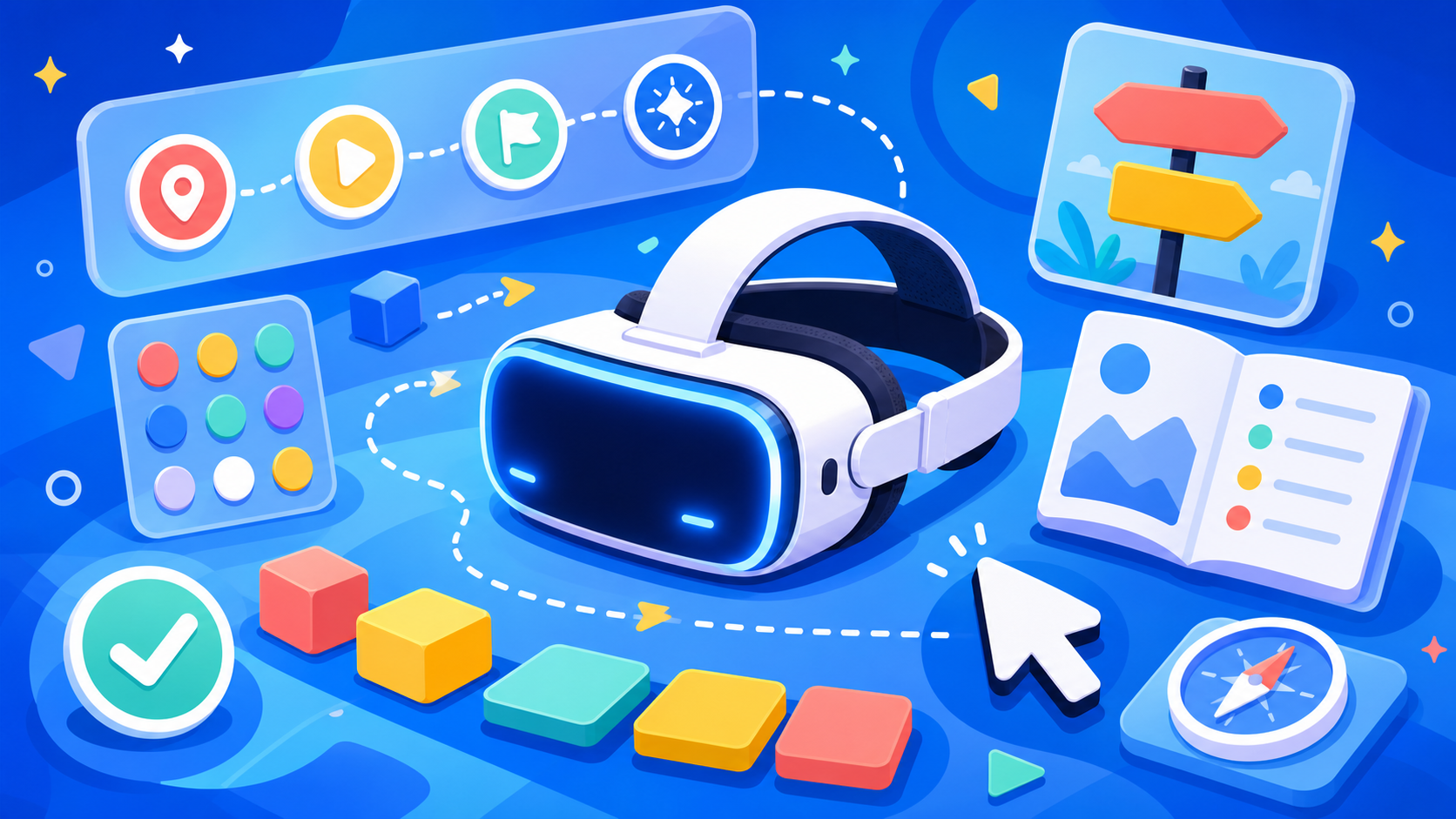 VRChatのデバイス別導入手順を示す図。PC・スマホ・Quest単体それぞれのセットアップの流れ